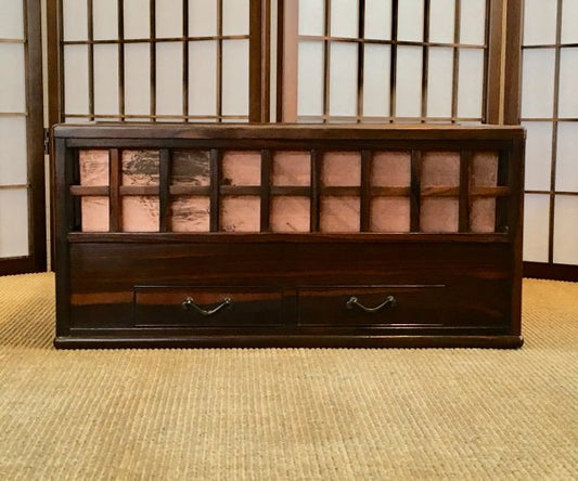 縞黒檀格子角火鉢 KK113