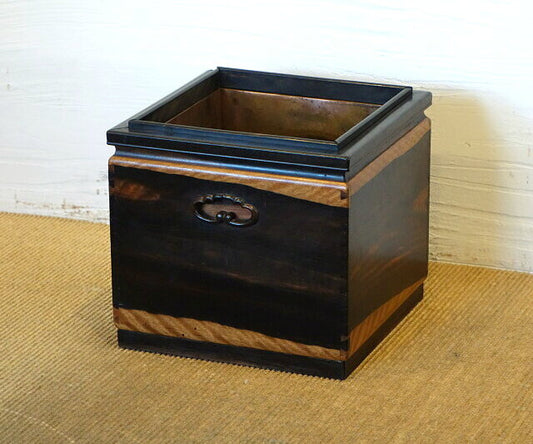 総黒柿角火鉢 KK281