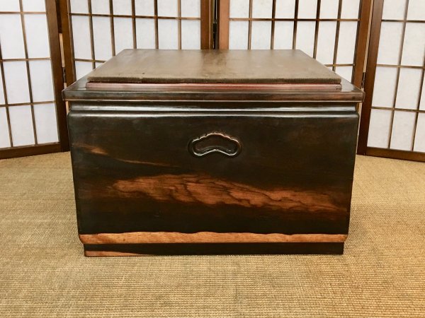 総黒柿大型角火鉢 KK284