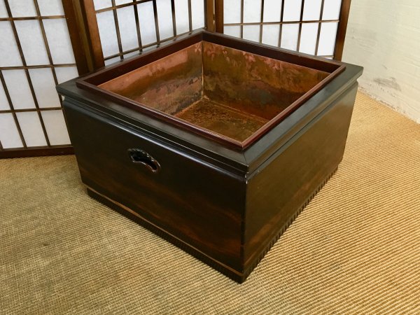 総黒柿大型角火鉢 KK284